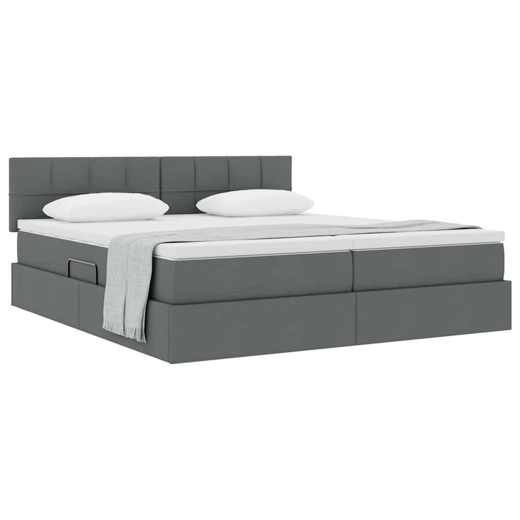 Letto con Contenitore Grigio scuro 200 x 200 cm Pelle Sintetica | homemem39