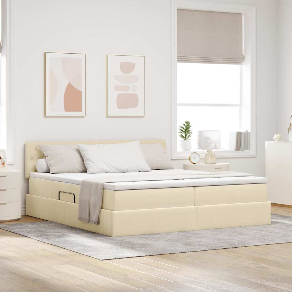 Letto con Contenitore Crema 180 x 200 cm Pelle Sintetica | homemem39