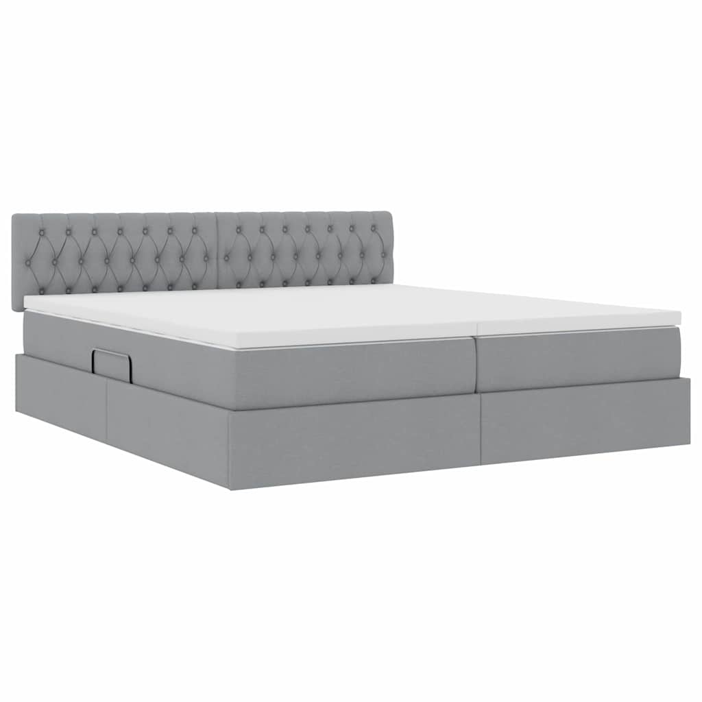 Letto con Contenitore con materasso Grigio chiaro 200 x 200 cm | homemem39