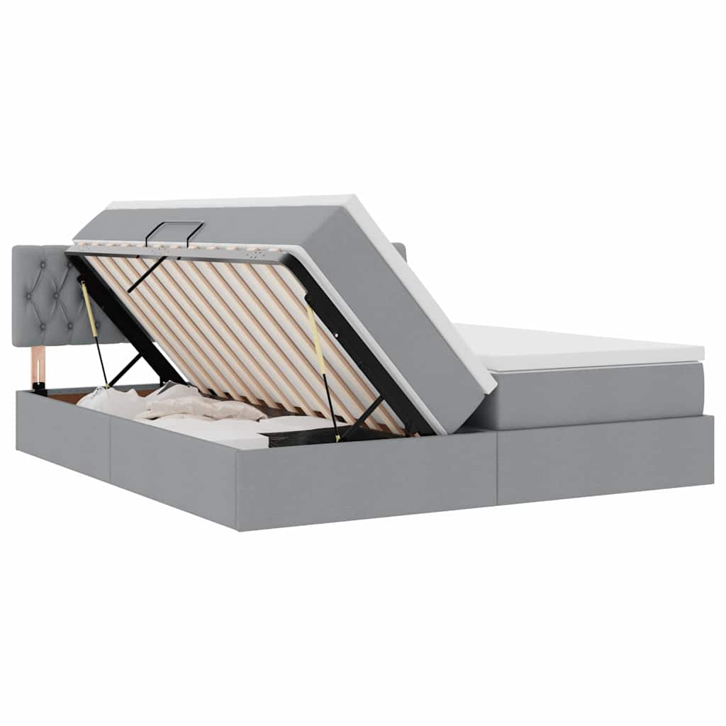 Letto con Contenitore con materasso Grigio chiaro 200 x 200 cm | homemem39