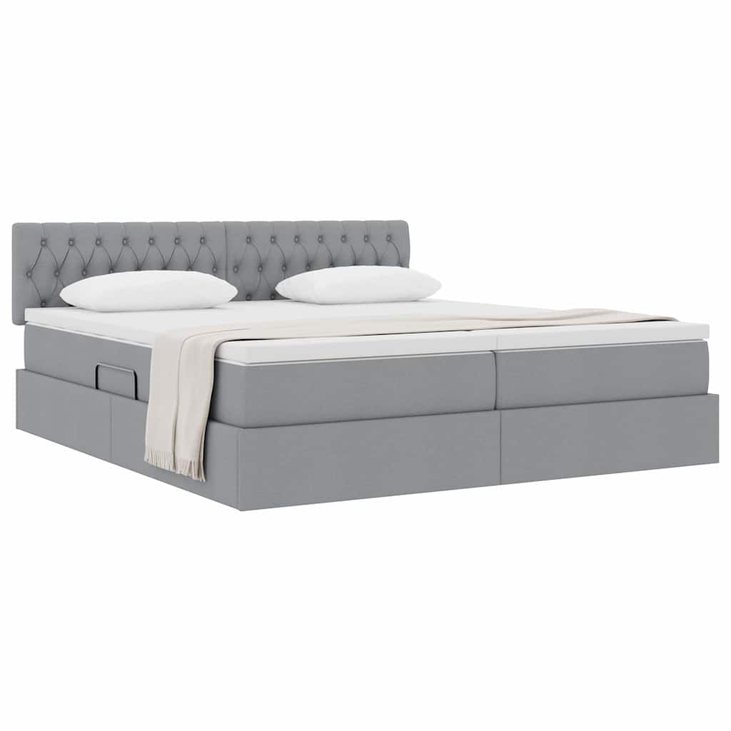 Letto con Contenitore con materasso Grigio chiaro 200 x 200 cm
