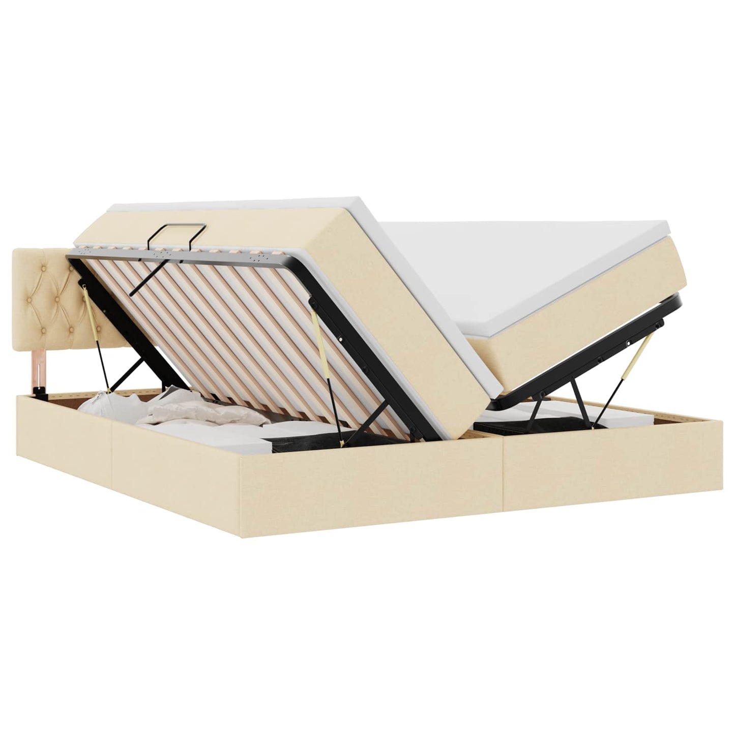 Letto con Contenitore Crema 200 x 200 cm Pelle Sintetica | homemem39