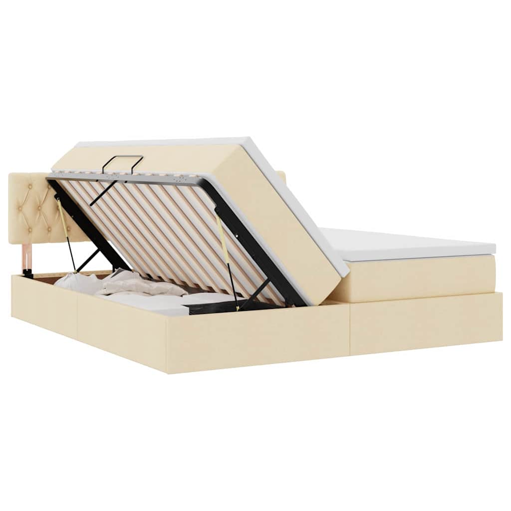 Letto con Contenitore Crema 200 x 200 cm Pelle Sintetica | homemem39