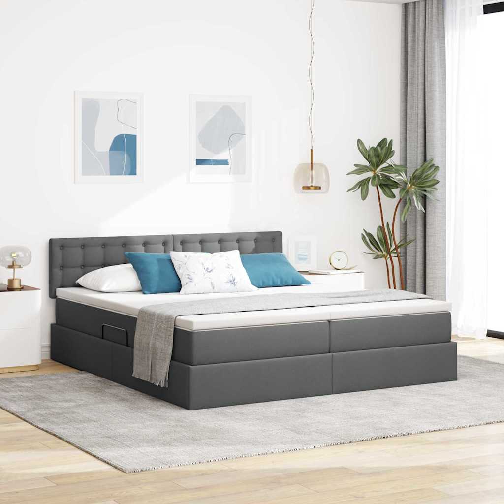 Letto con Contenitore Grigio scuro 180 x 200 cm Pelle Sintetica | homemem39