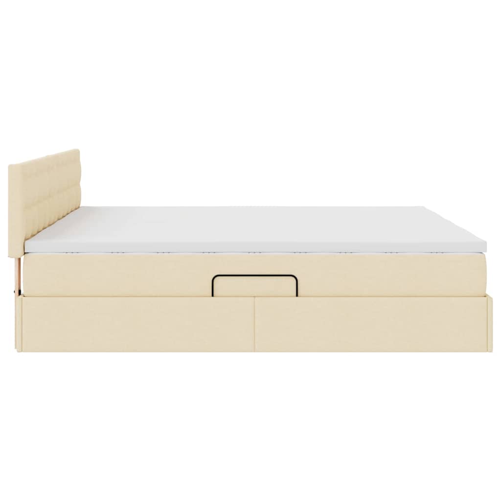 Letto con Contenitore Crema 180 x 200 cm Pelle Sintetica