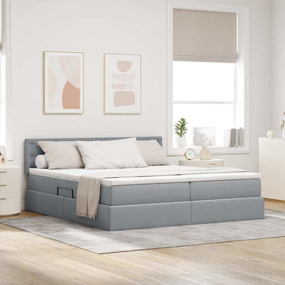 Letto con Contenitore con materasso Grigio chiaro 200 x 200 cm | homemem39