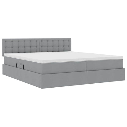 Letto con Contenitore con materasso Grigio chiaro 200 x 200 cm
