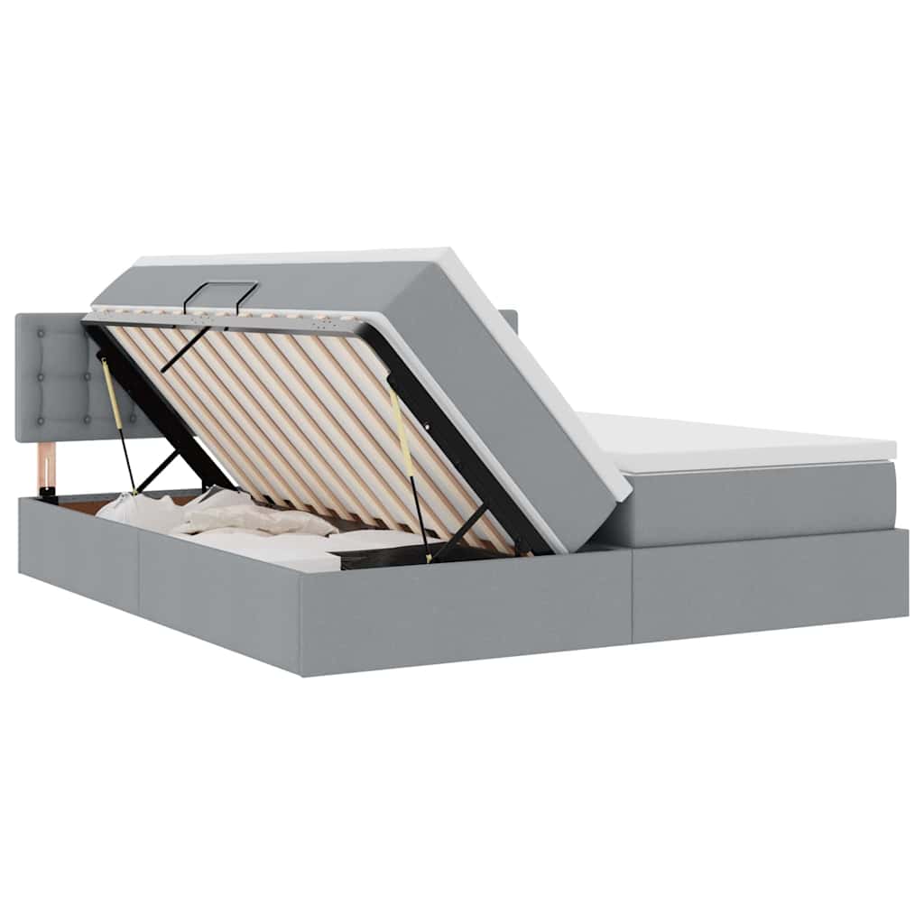 Letto con Contenitore con materasso Grigio chiaro 200 x 200 cm | homemem39