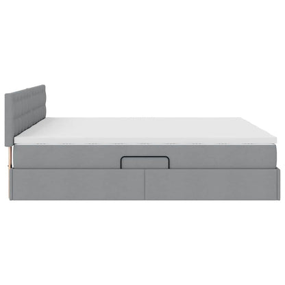 Letto con Contenitore con materasso Grigio chiaro 200 x 200 cm