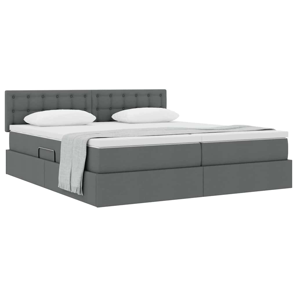 Letto con Contenitore Grigio scuro 200 x 200 cm Pelle Sintetica | homemem39