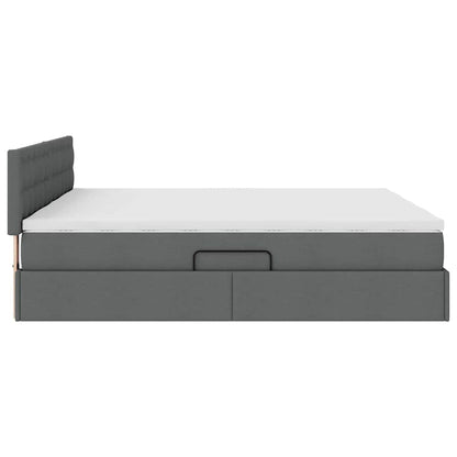 Letto con Contenitore Grigio scuro 200 x 200 cm Pelle Sintetica