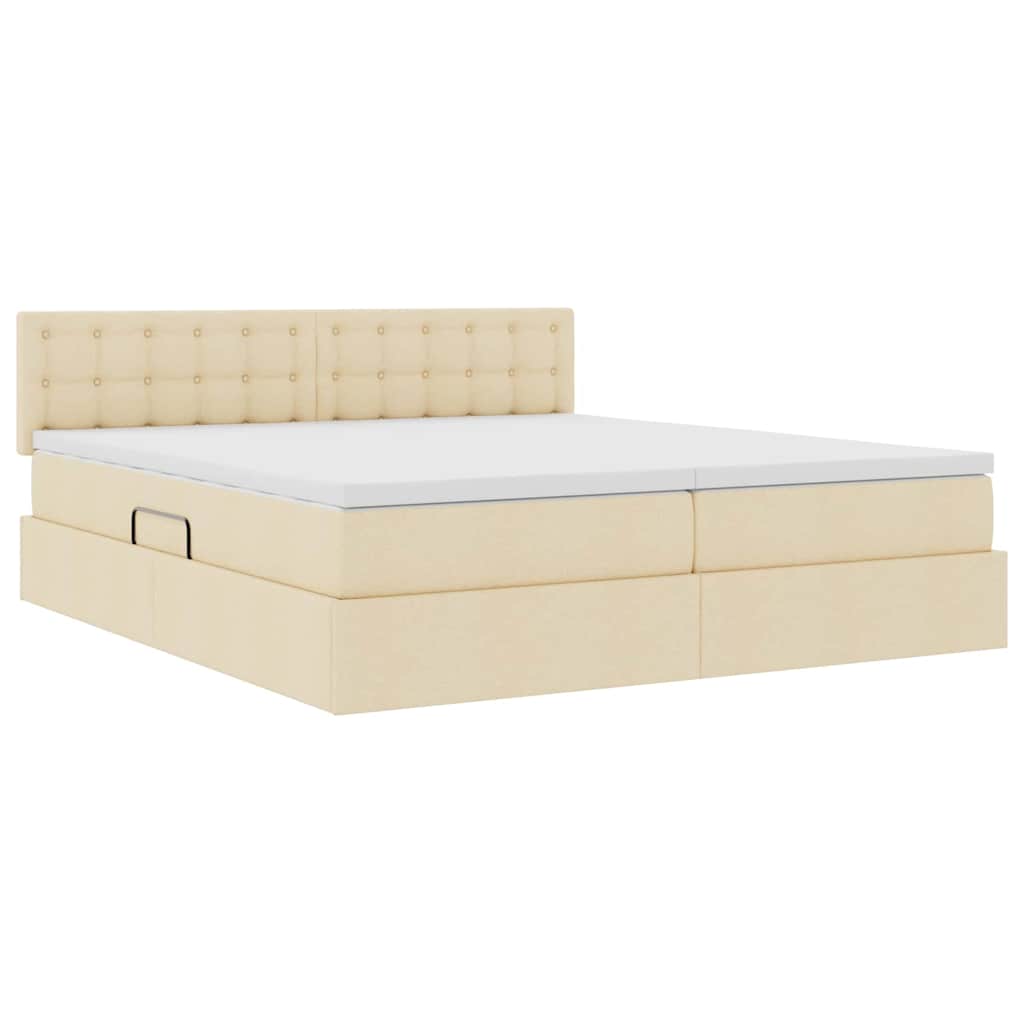 Letto con Contenitore Crema 200 x 200 cm Pelle Sintetica | homemem39