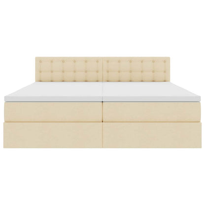 Letto con Contenitore Crema 200 x 200 cm Pelle Sintetica