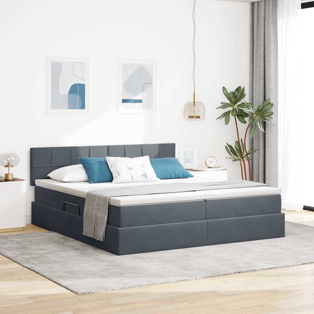 Letto con Contenitore con materasso Grigio scuro 90 x 200 cm | homemem39