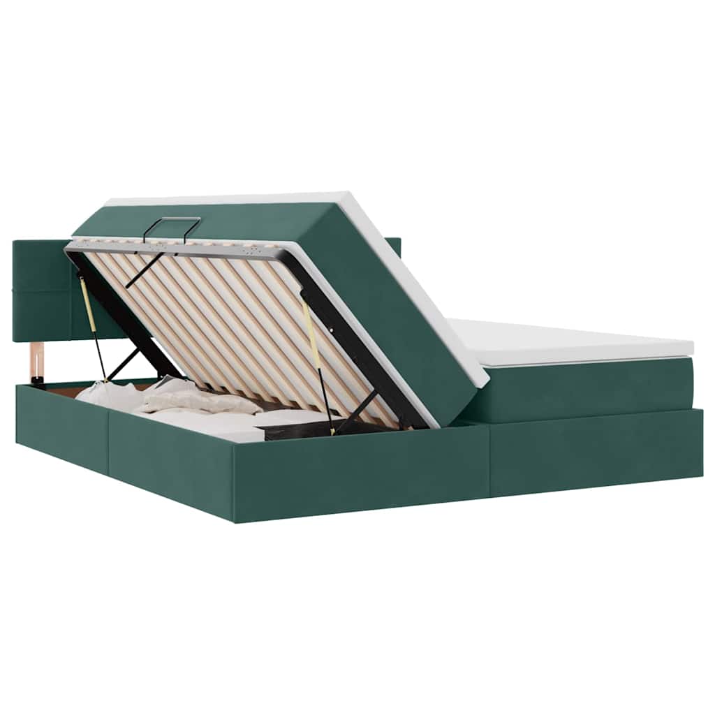 Letto con Contenitore con materasso Verde Scuro 100 x 200 cm | homemem39