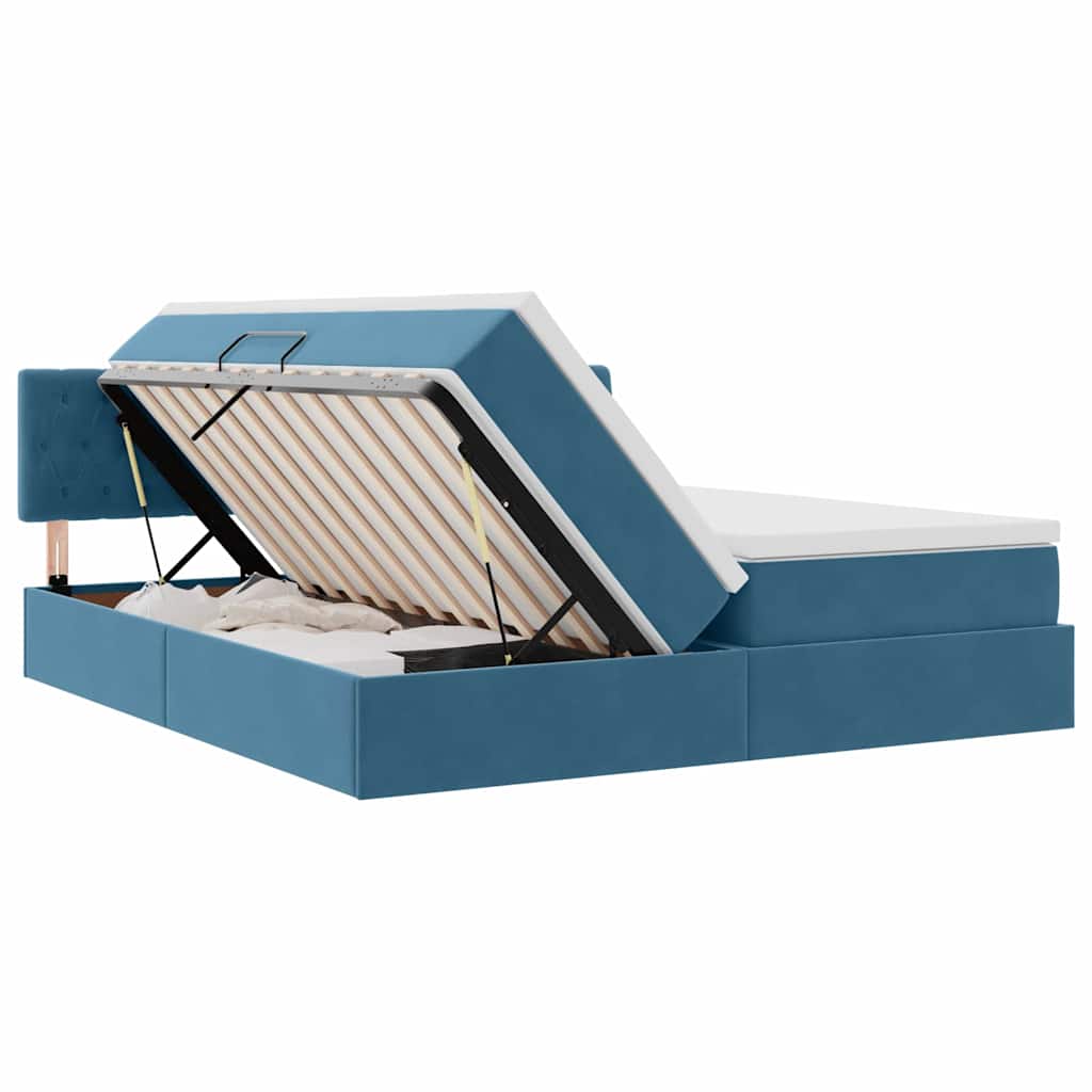 Letto con Contenitore con materasso Blu Scuro 100 x 200 cm | homemem39