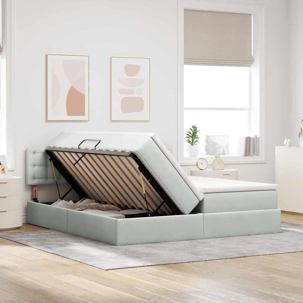 Letto con Contenitore con materasso Grigio chiaro 90 x 200 cm | homemem39