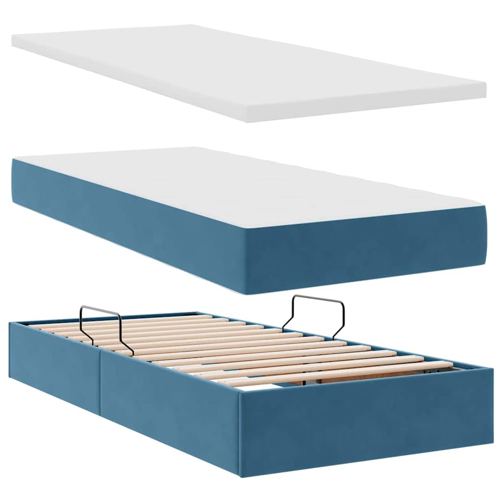 Letto con Contenitore con materasso Blu Scuro 90 x 200 cm | homemem39