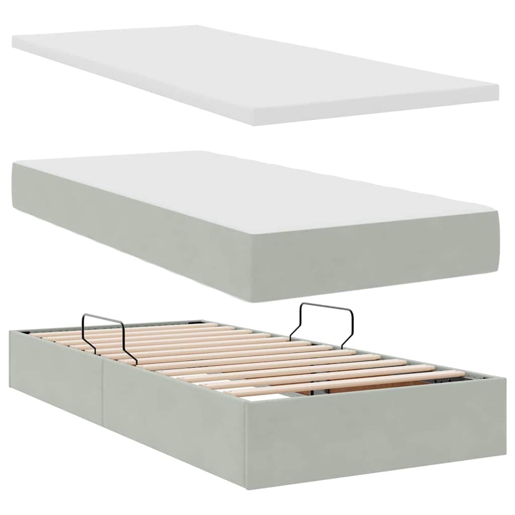 Letto con Contenitore con materasso Grigio chiaro 100 x 200 cm | homemem39