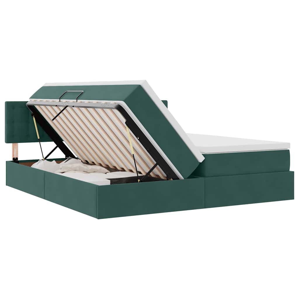 Letto con Contenitore con materasso Verde Scuro 100 x 200 cm | homemem39