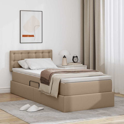 Letto con contenitore e LED con led Cappuccino 90 x 190 cm | homemem39