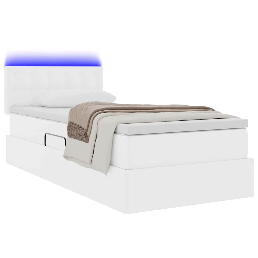 Letto con contenitore e LED con led Bianco Puro 90 x 200 cm | homemem39