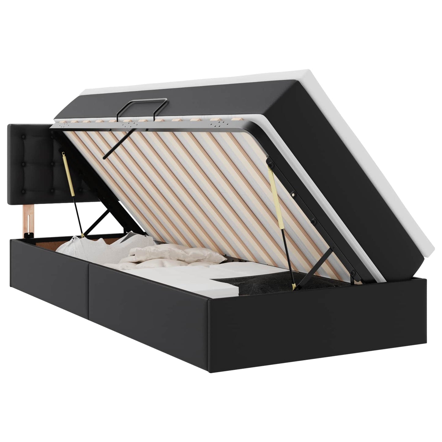 Letto con contenitore e LED Nero 100 x 200 cm Pelle Sintetica | homemem39