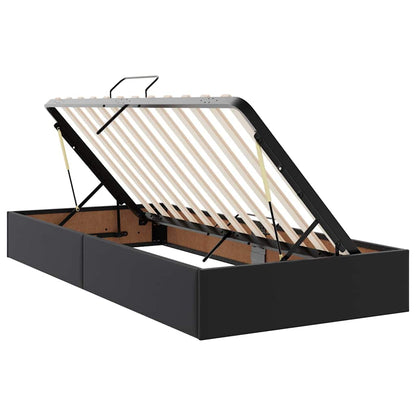 Letto con contenitore e LED Nero 100 x 200 cm Pelle Sintetica
