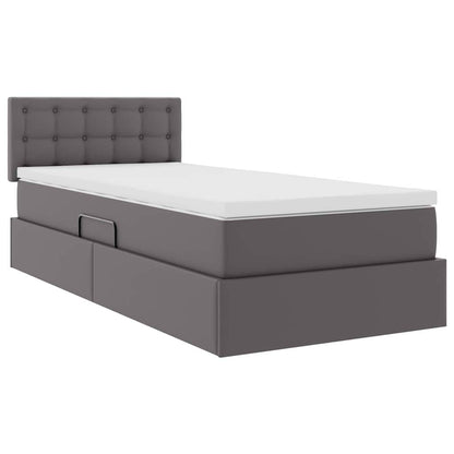 Letto con contenitore e LED Grigio 100 x 200 cm Pelle Sintetica | homemem39