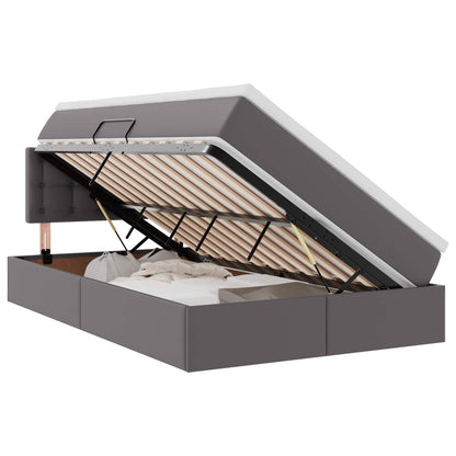Letto con contenitore e LED Grigio 120 x 190 cm Pelle Sintetica | homemem39