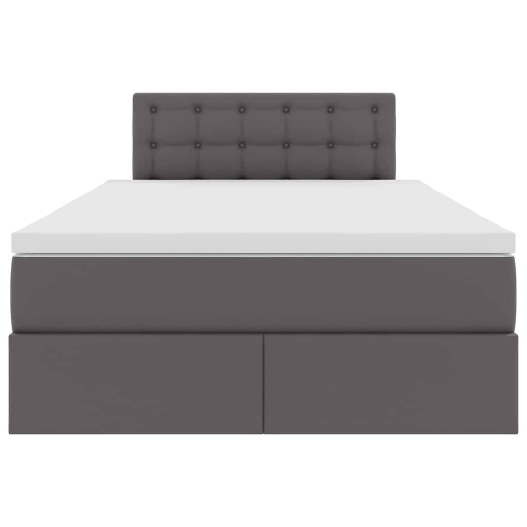 Letto con contenitore e LED Grigio 120 x 190 cm Pelle Sintetica | homemem39