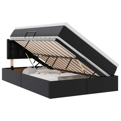 Letto con contenitore e LED Nero 120 x 200 cm Pelle Sintetica