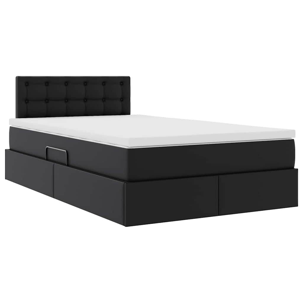 Letto con contenitore e LED Nero 120 x 200 cm Pelle Sintetica