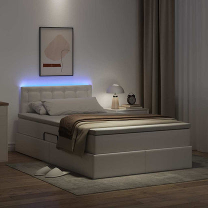 Letto con contenitore e LED Bianco Puro 120 x 200 cm | homemem39