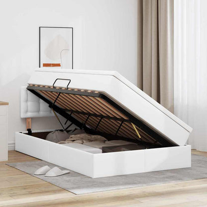 Letto con contenitore e LED Bianco Puro 120 x 200 cm