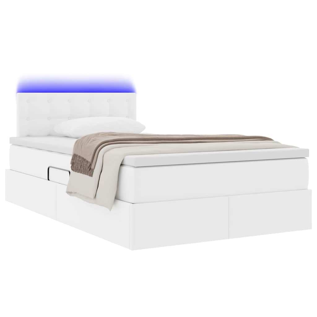 Letto con contenitore e LED Bianco Puro 120 x 200 cm | homemem39