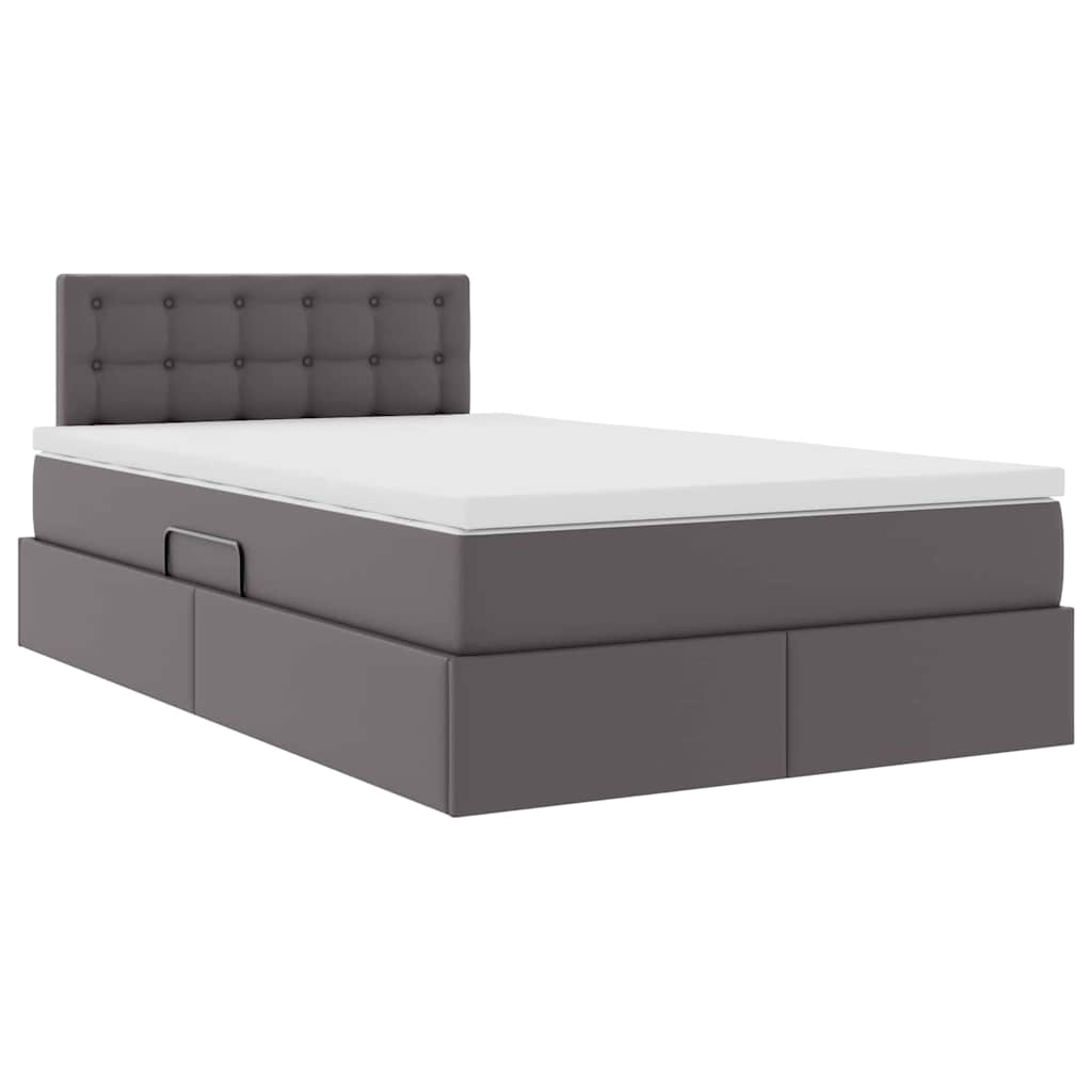 Letto con contenitore e LED Grigio 120 x 200 cm Pelle Sintetica | homemem39