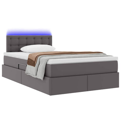 Letto con contenitore e LED Grigio 120 x 200 cm Pelle Sintetica | homemem39