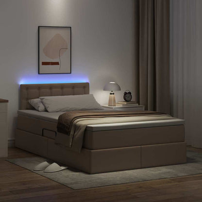 Letto con contenitore e LED con led Cappuccino 120 x 200 cm | homemem39