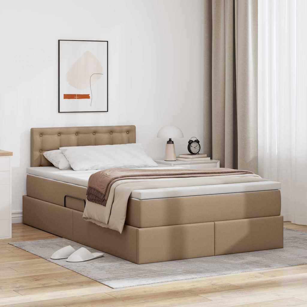 Letto con contenitore e LED con led Cappuccino 120 x 200 cm | homemem39