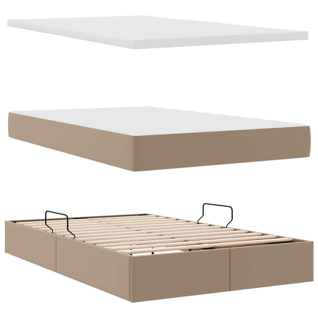 Letto con contenitore e LED con led Cappuccino 120 x 200 cm | homemem39