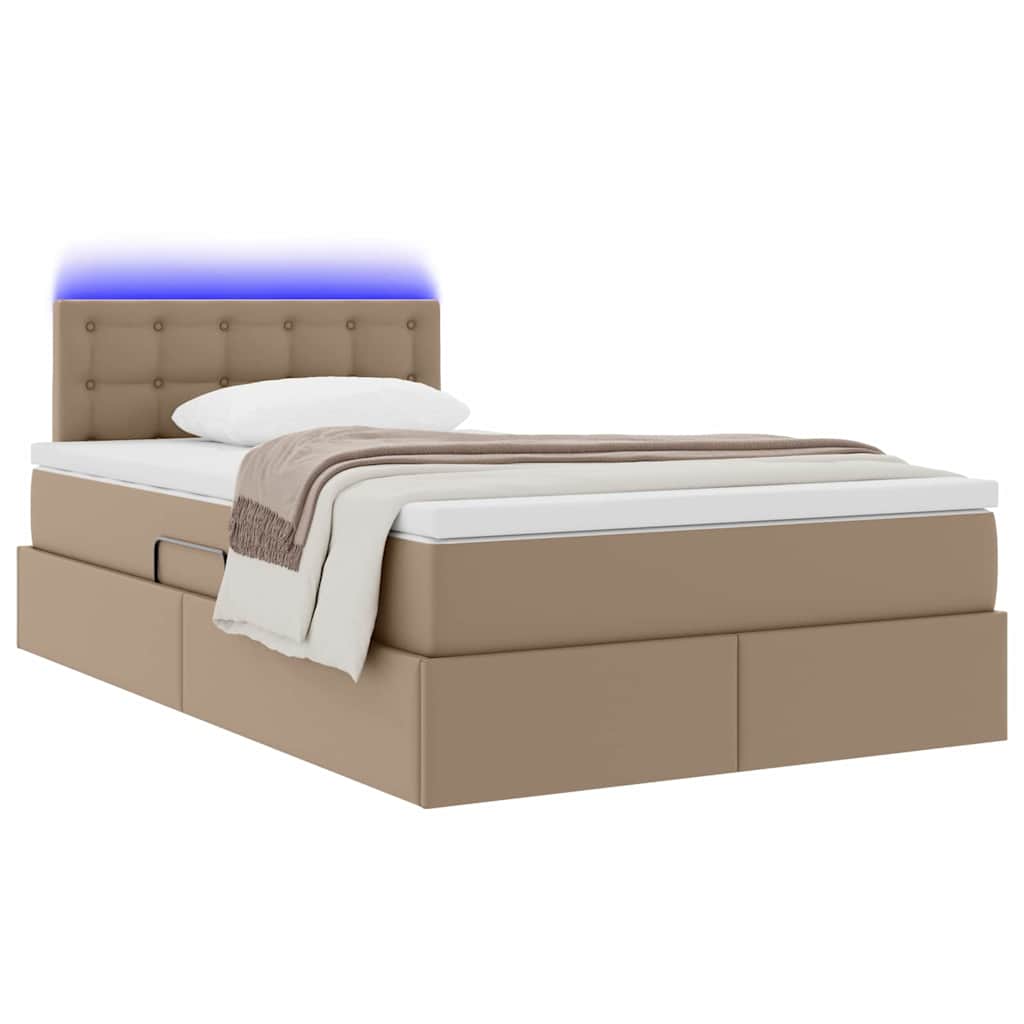 Letto con contenitore e LED con led Cappuccino 120 x 200 cm | homemem39