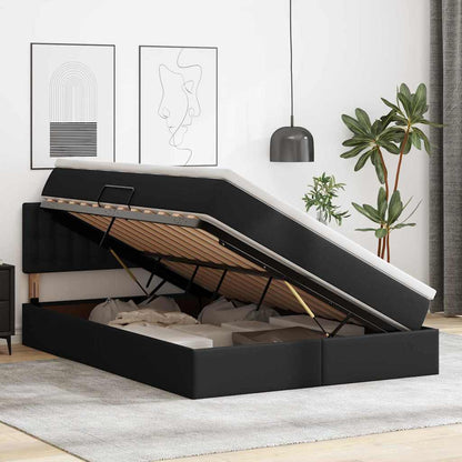 Letto con contenitore e LED Nero 140 x 190 cm Pelle Sintetica | homemem39