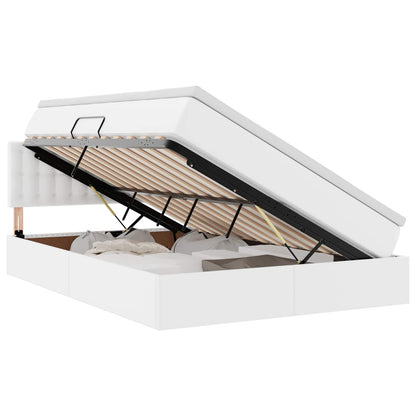 Letto con contenitore e LED Bianco Puro 140 x 190 cm