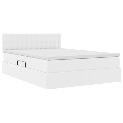 Letto con contenitore e LED Bianco Puro 140 x 190 cm