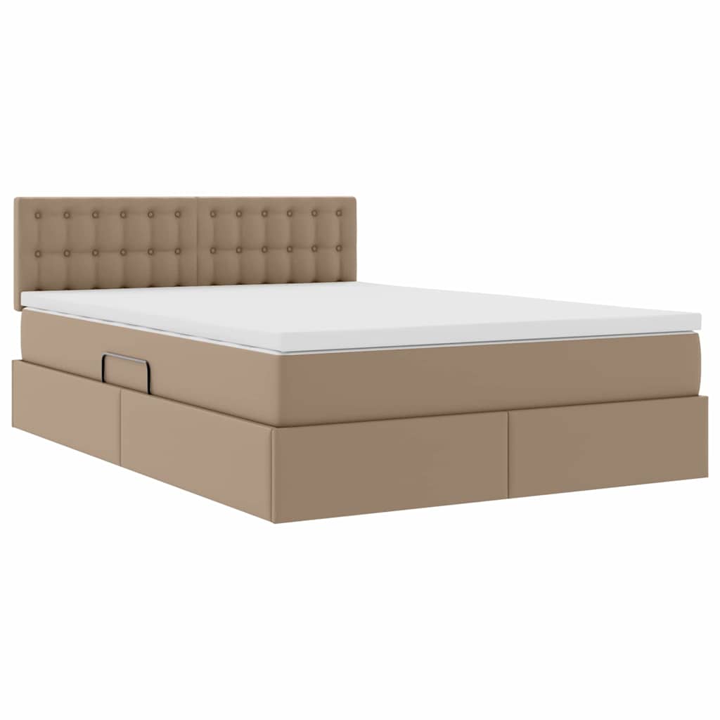Letto con contenitore e LED Cappuccino 140 x 190 cm