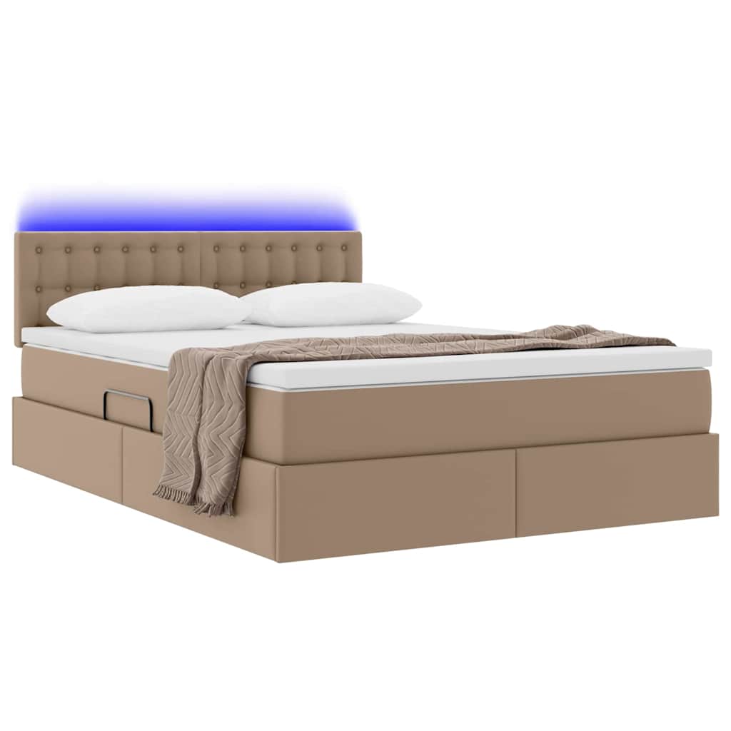 Letto con contenitore e LED con led Cappuccino 140 x 190 cm