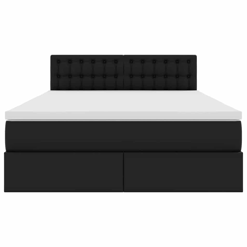 Letto con contenitore e LED Nero 140 x 200 cm Pelle Sintetica