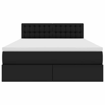 Letto con contenitore e LED Nero 140 x 200 cm Pelle Sintetica