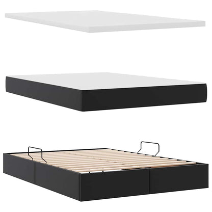 Letto con contenitore e LED Nero 140 x 200 cm Pelle Sintetica | homemem39